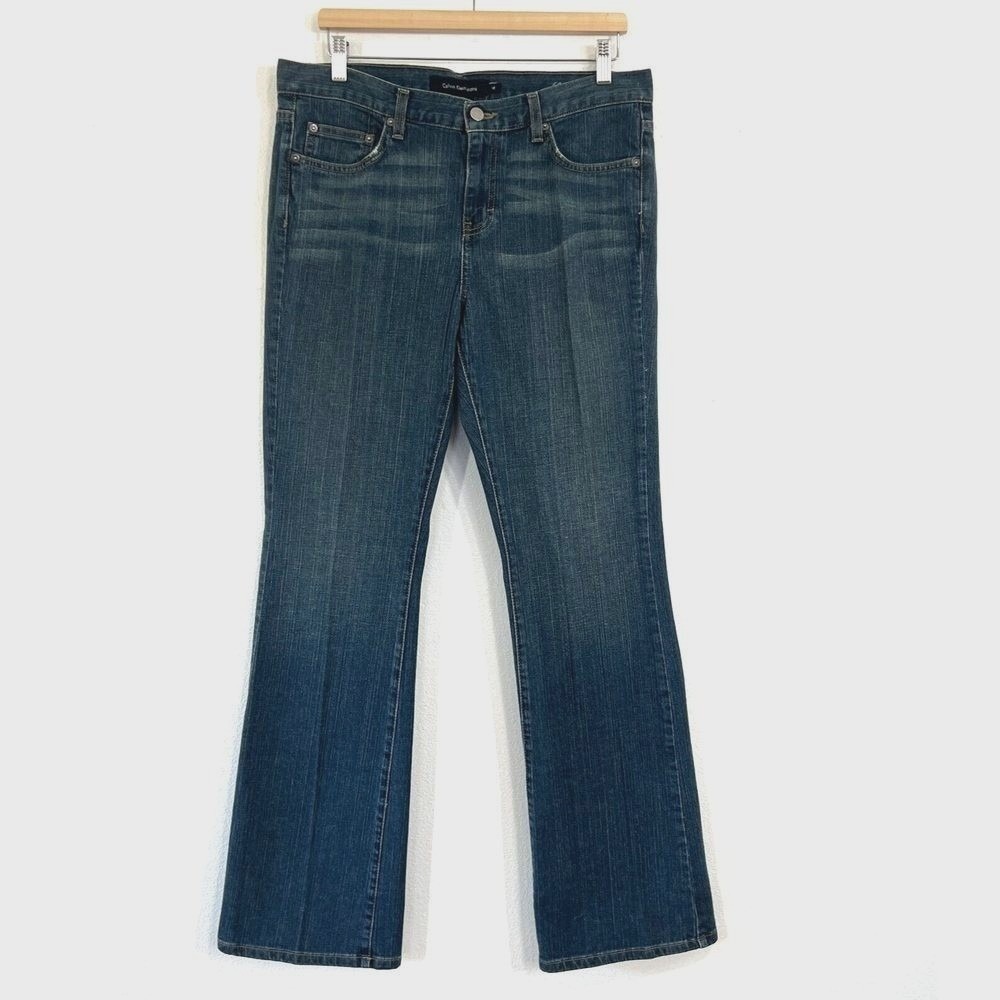 Calvin Klein Jeans Flare Size 12 Womens Blue Stretch Denim Bootcut WB94A22